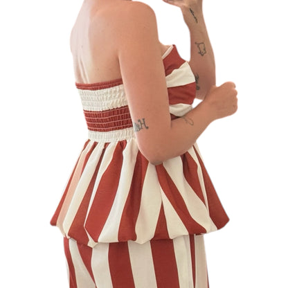 Conjunto rayas teja