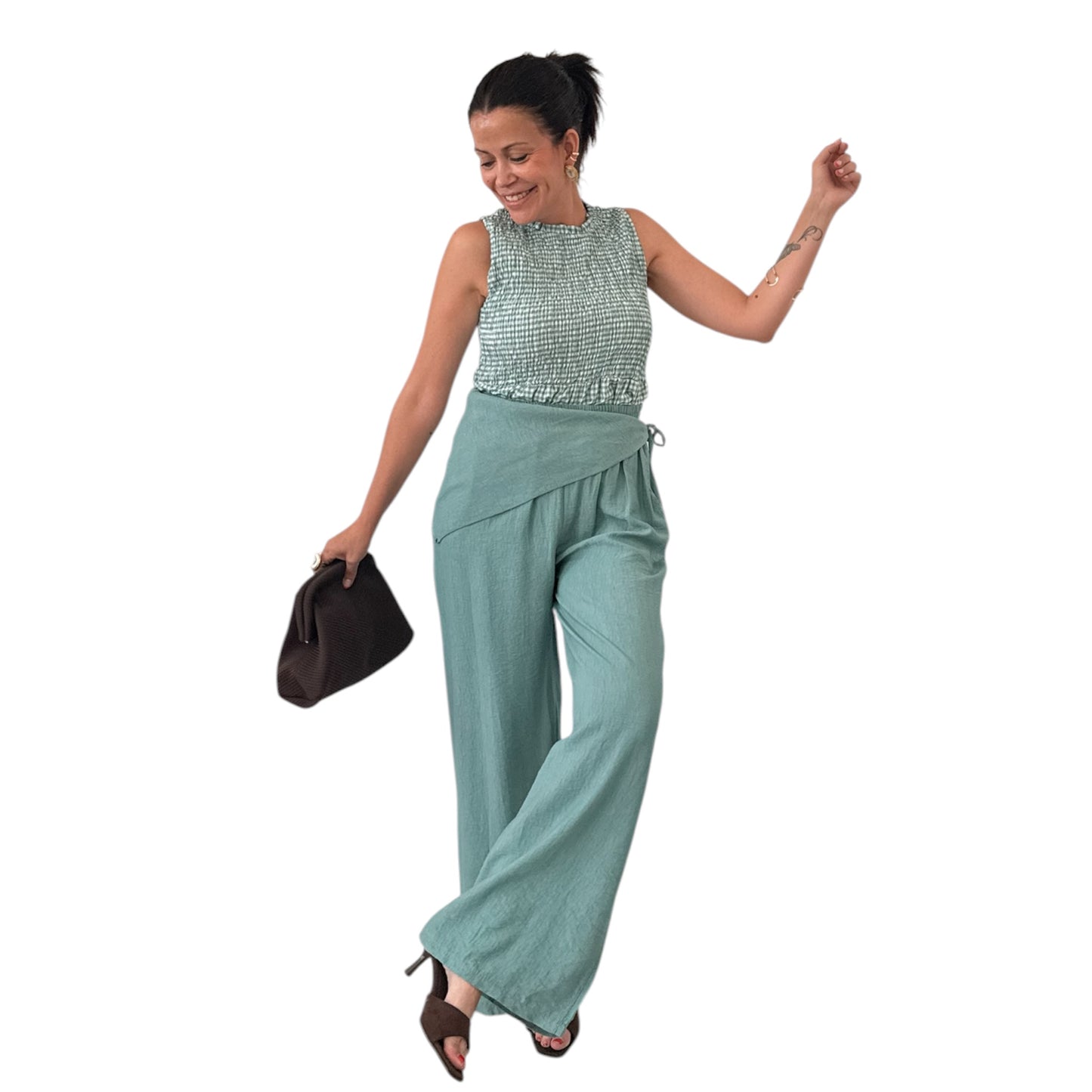 Pantalón pañuelo celeste