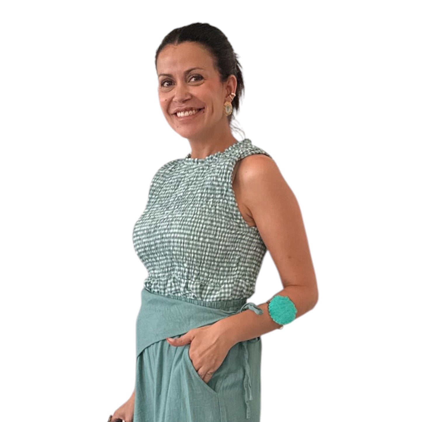 Blusa vichy azul celeste