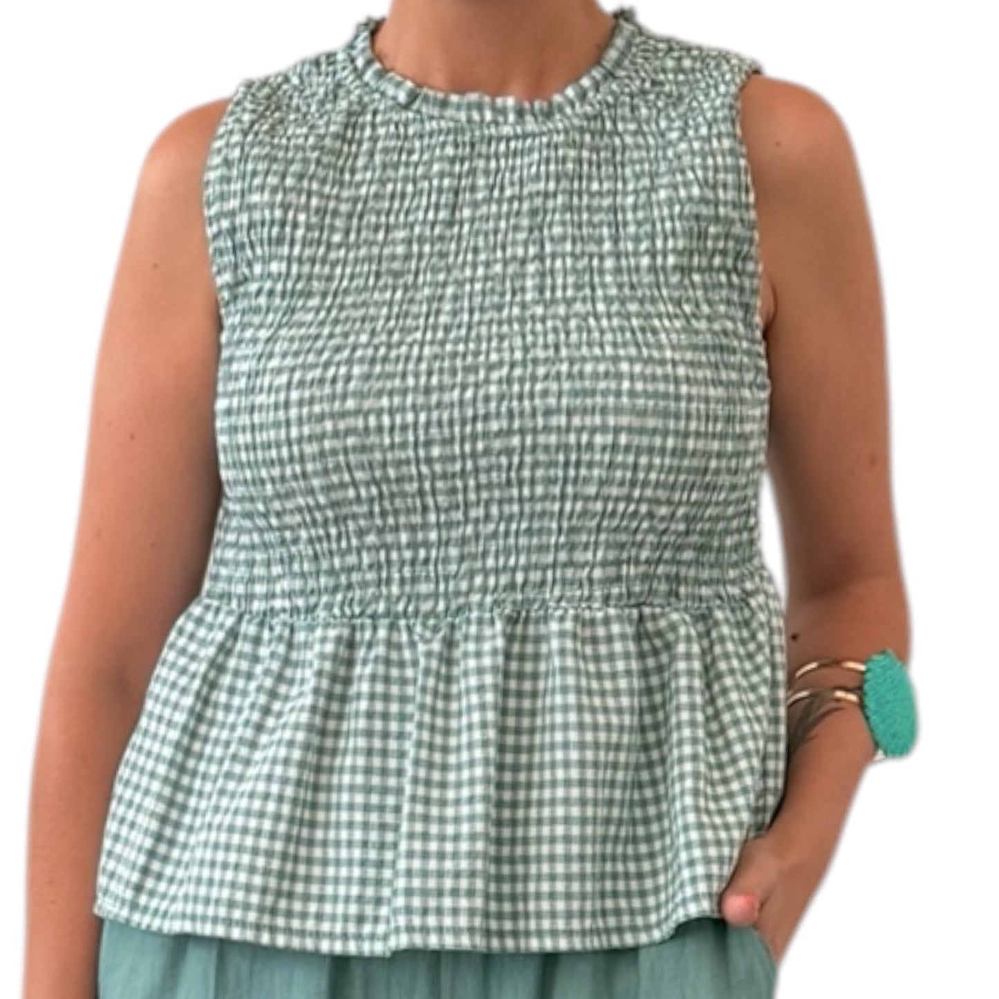 Blusa vichy azul celeste