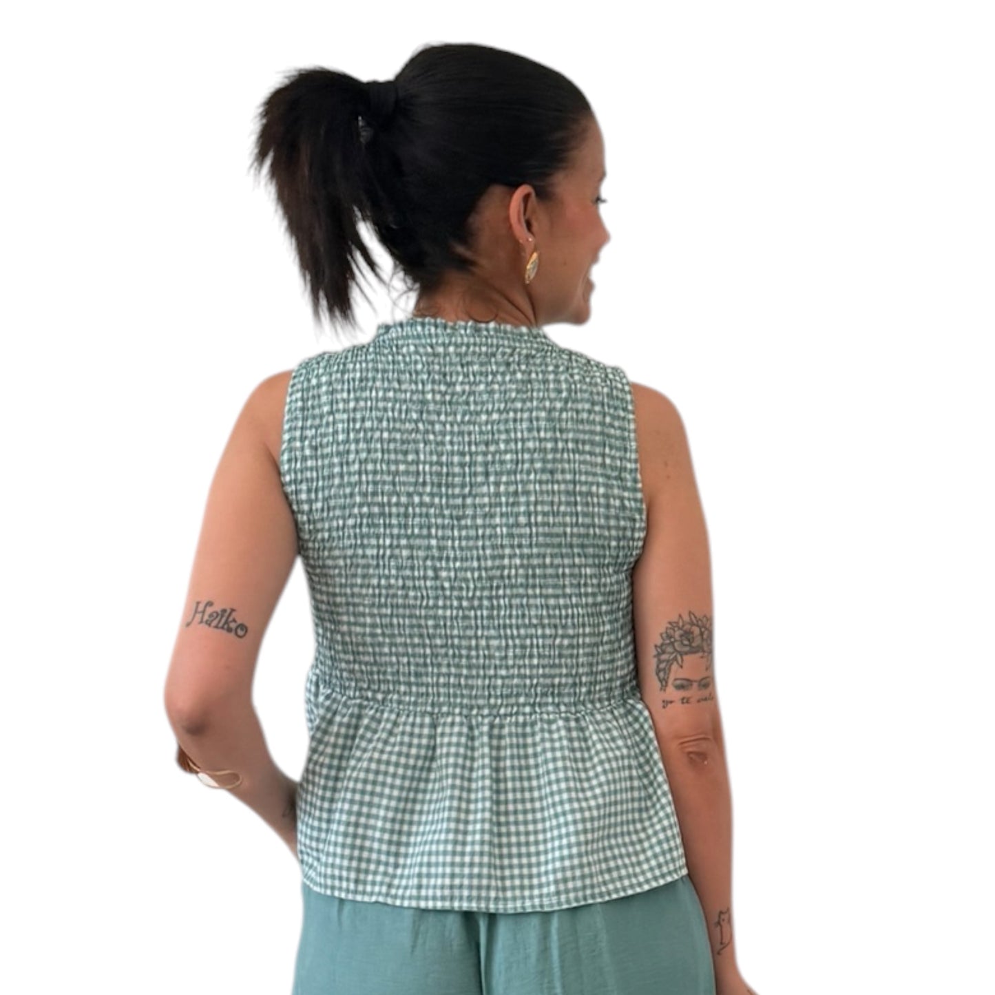 Blusa vichy azul celeste
