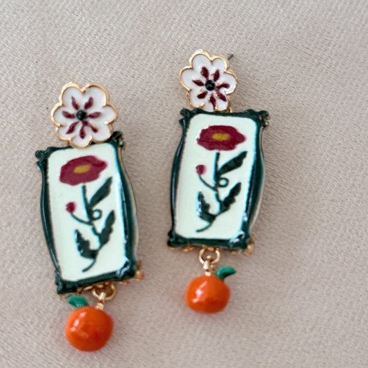 Pendientes lienzo flower