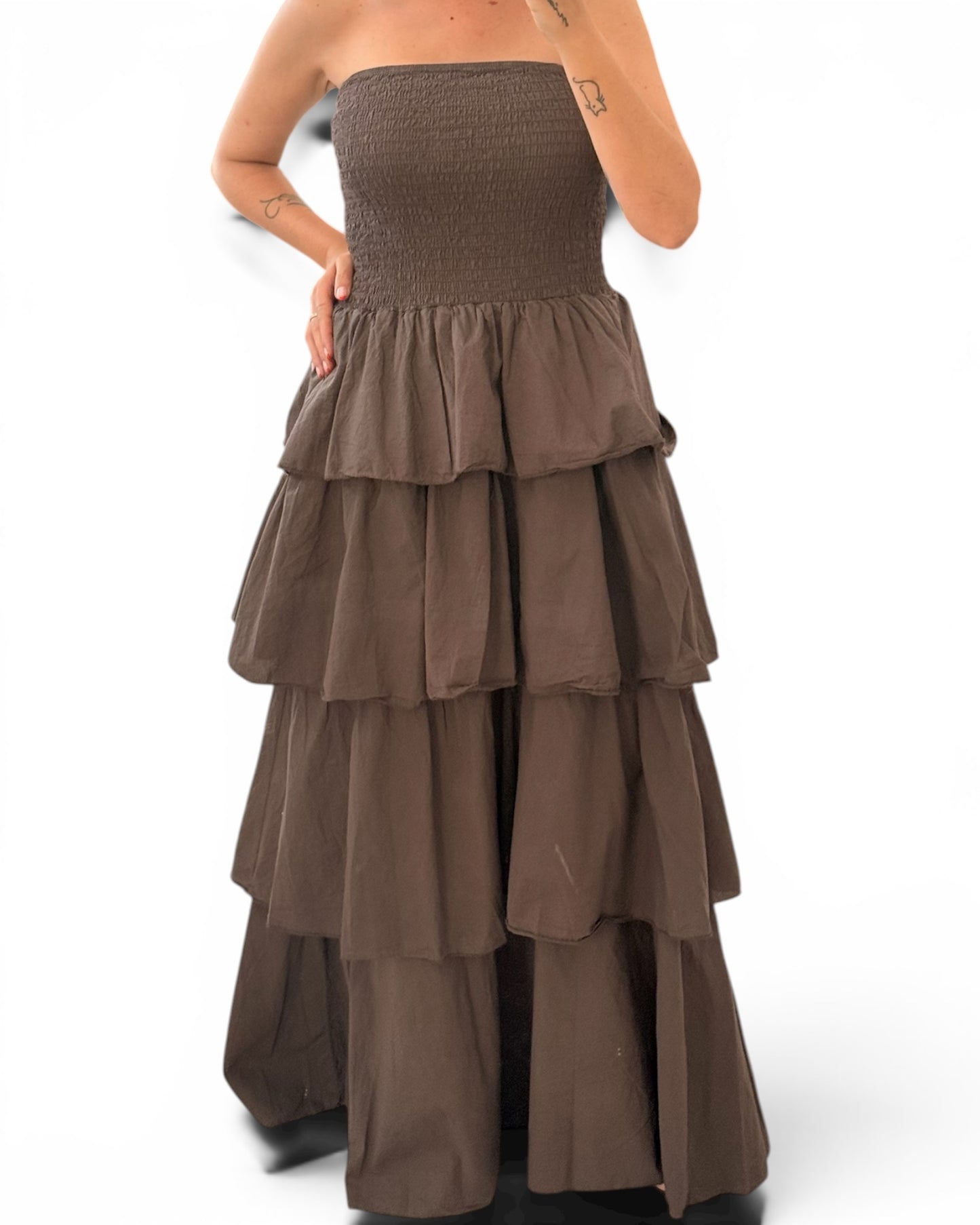 Vestido Volantes chocolate