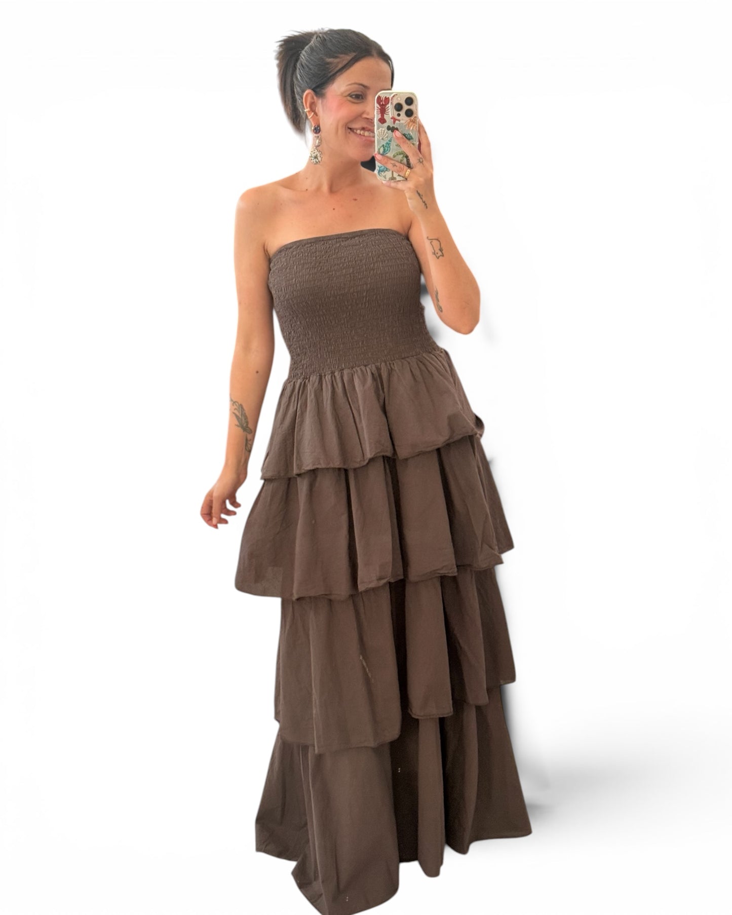 Vestido Volantes chocolate