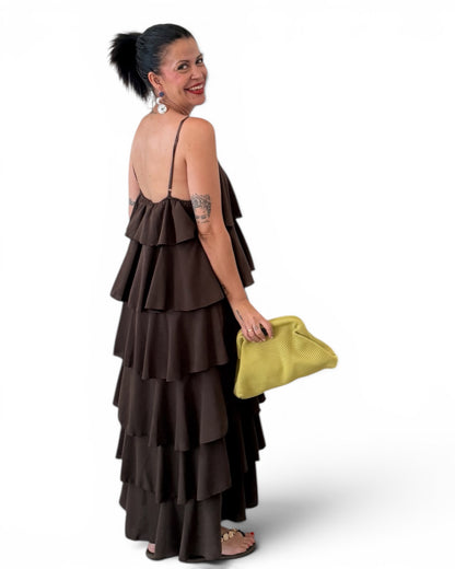 Vestido volantes Cuba chocolate