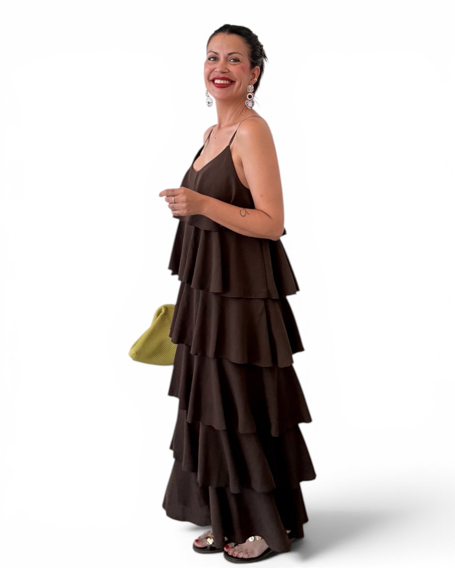 Vestido volantes Cuba chocolate