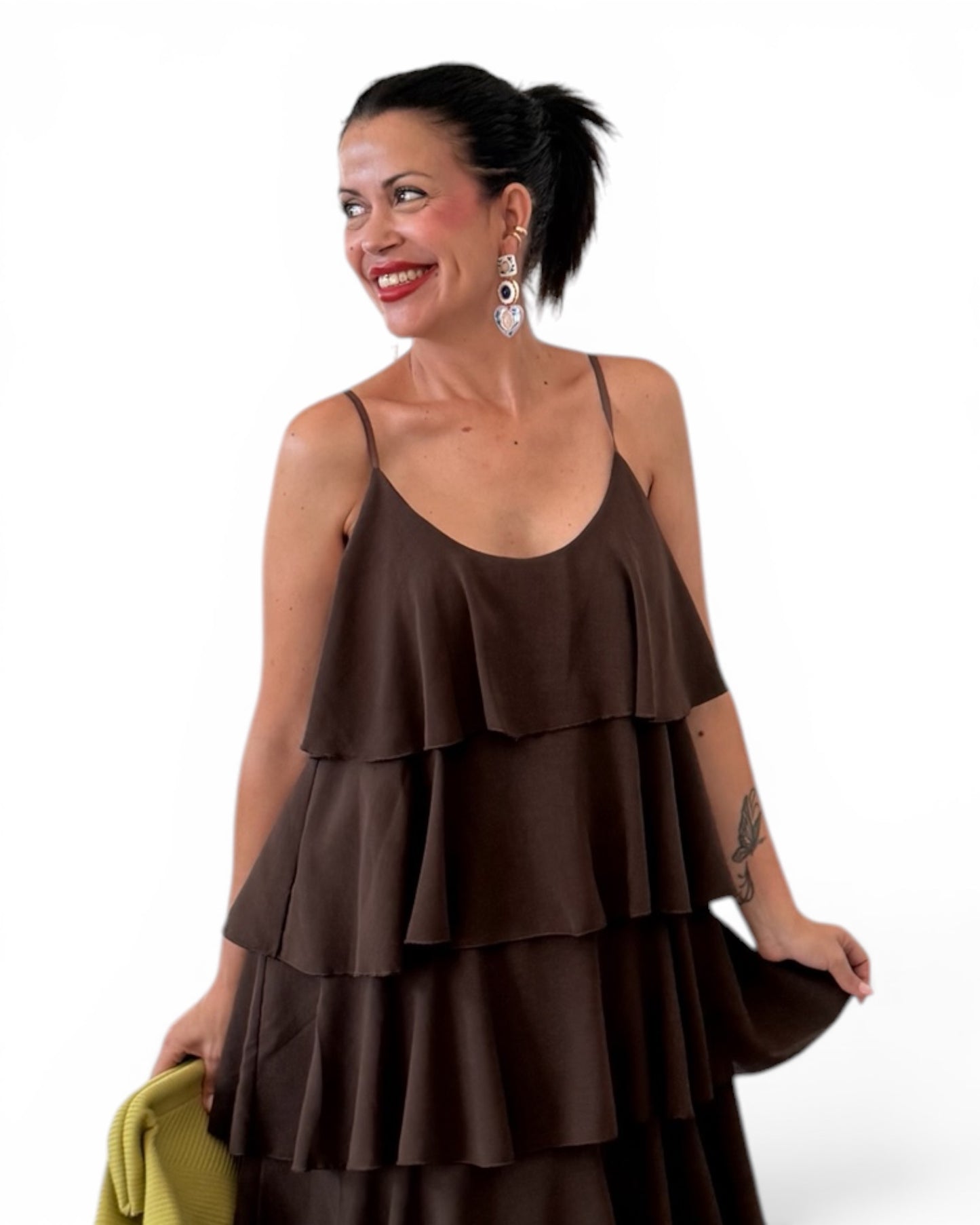 Vestido volantes Cuba chocolate