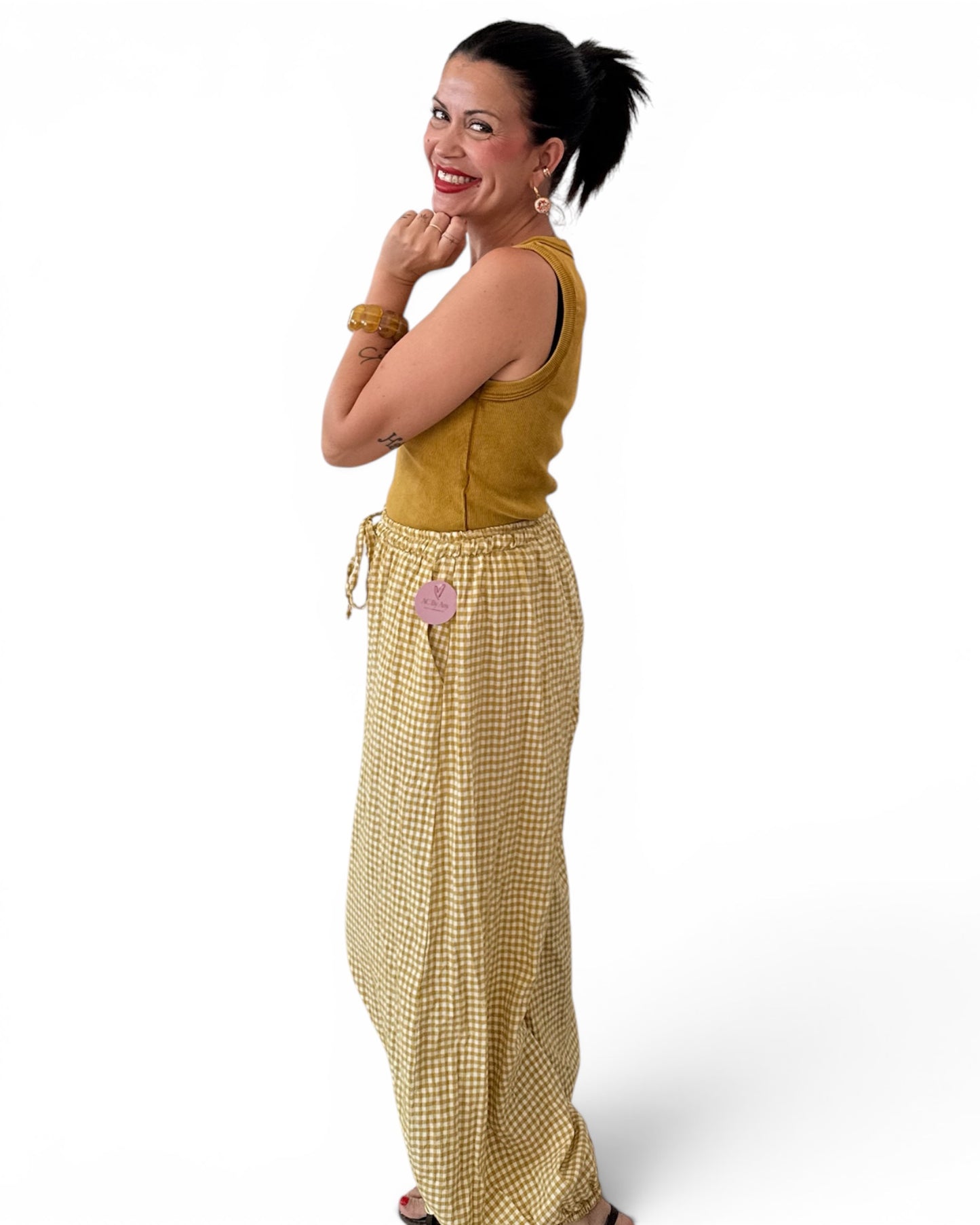 Pantalón Aladin amarillo vichy