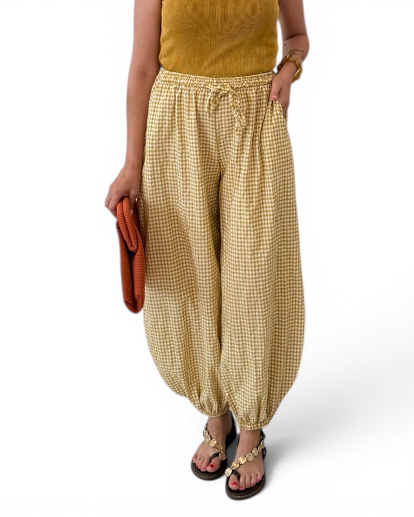 Pantalón Aladin amarillo vichy