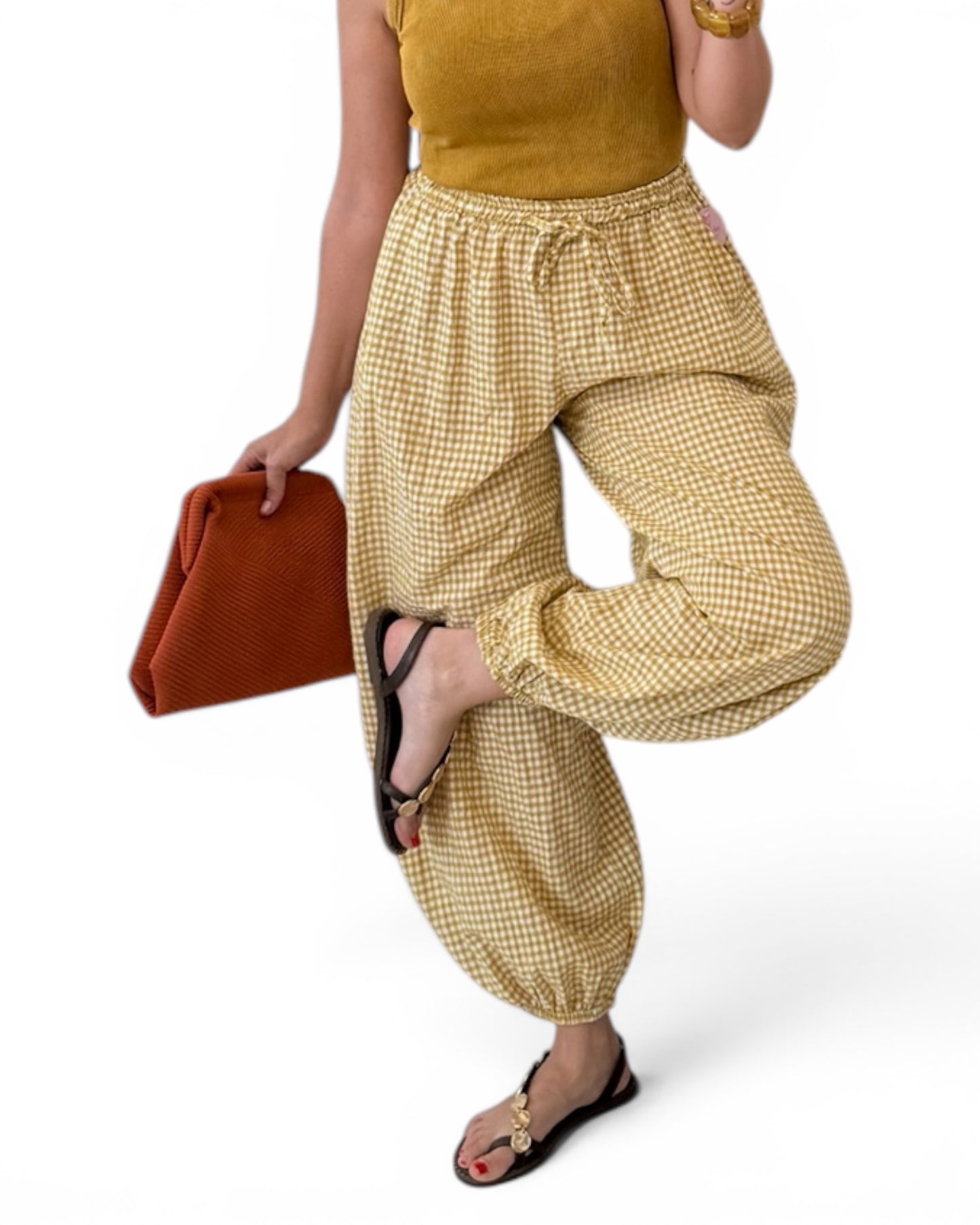 Pantalón Aladin amarillo vichy