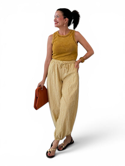 Pantalón Aladin amarillo vichy