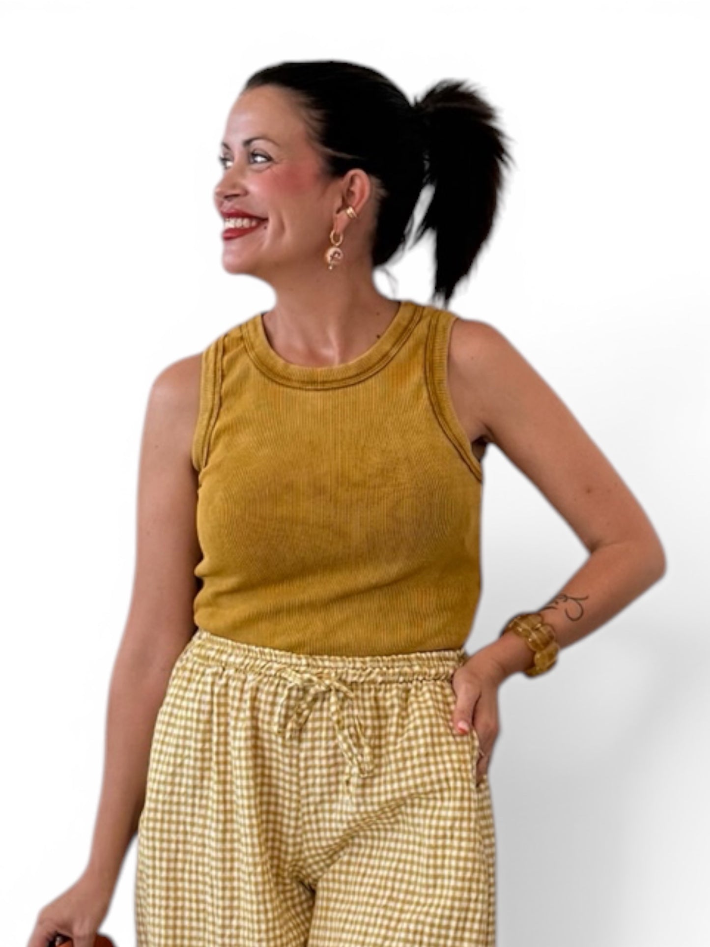 Pantalón Aladin amarillo vichy