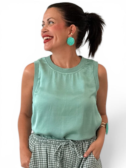 Blusa satinada turquesa