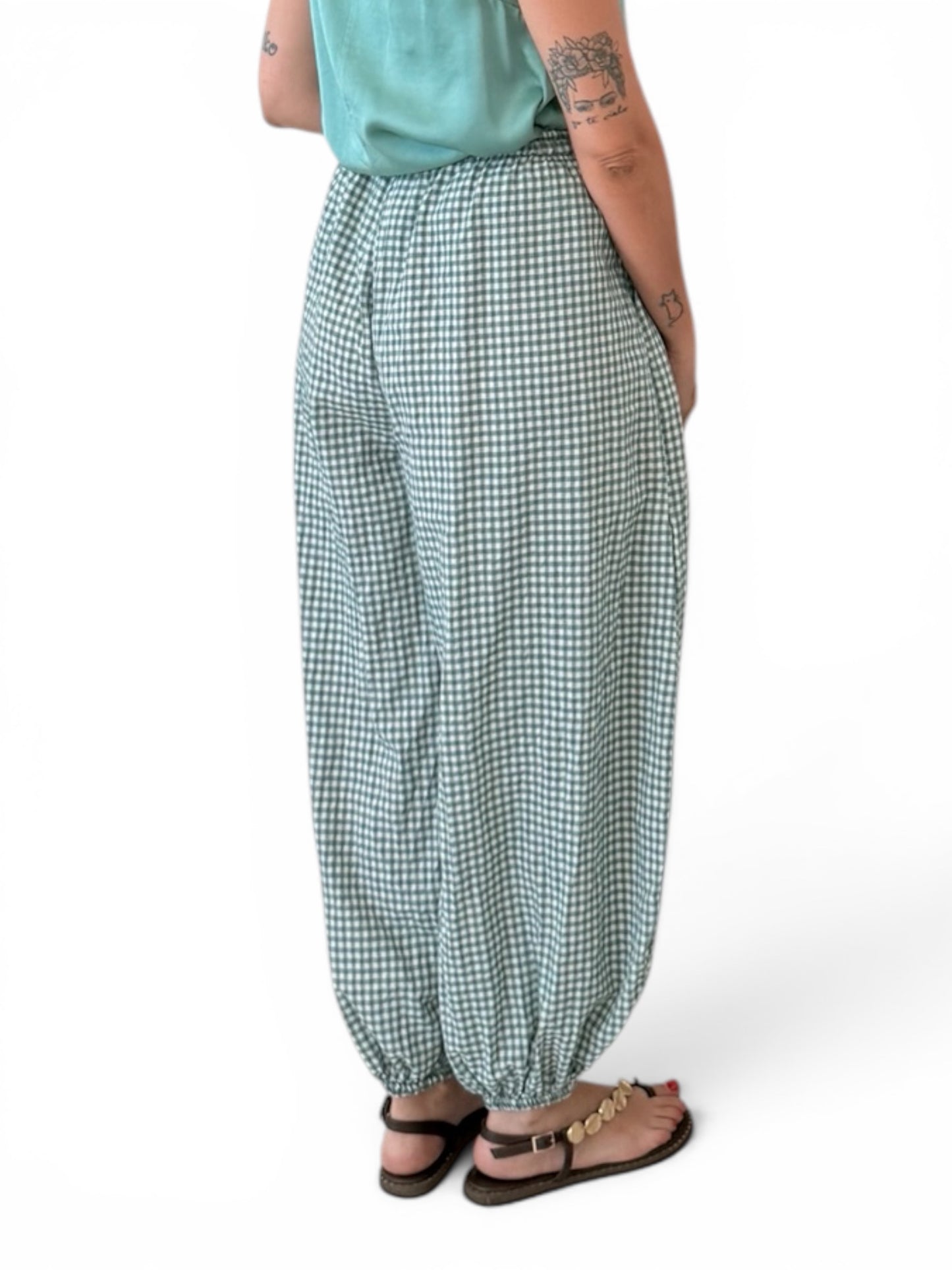 Pantalón Aladin turquesa vichy