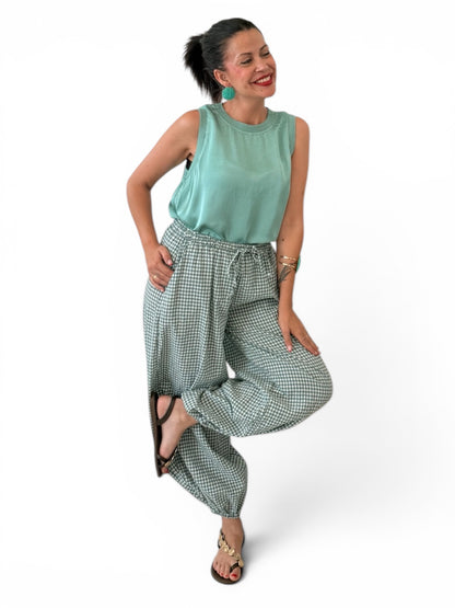 Blusa satinada turquesa