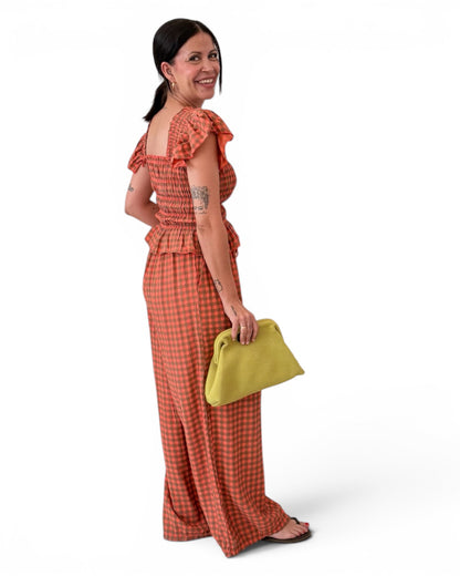 Conjunto cuadro vichy orange