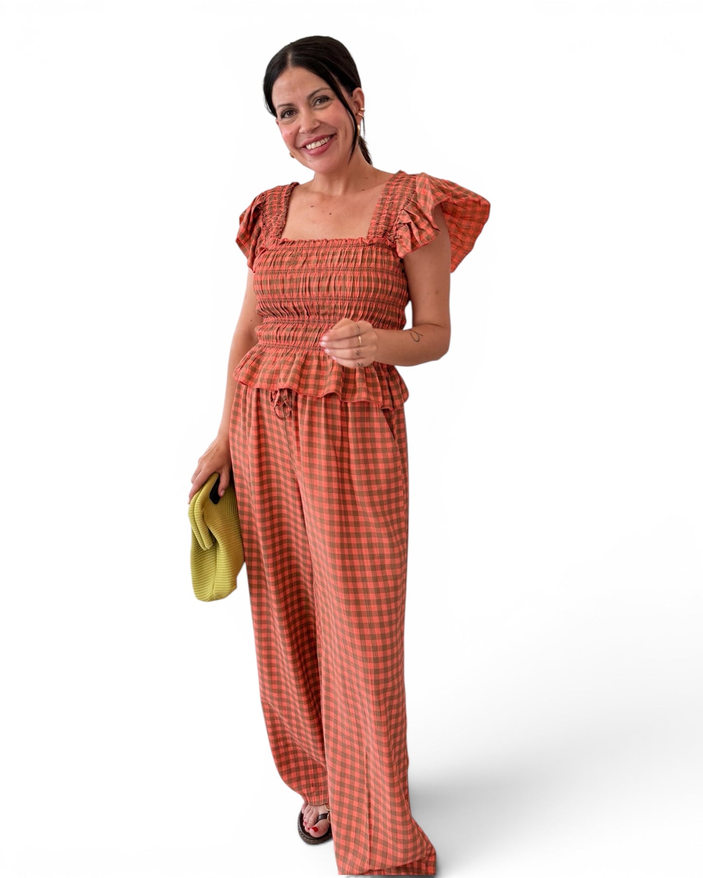 Conjunto cuadro vichy orange