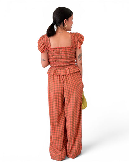 Conjunto cuadro vichy orange