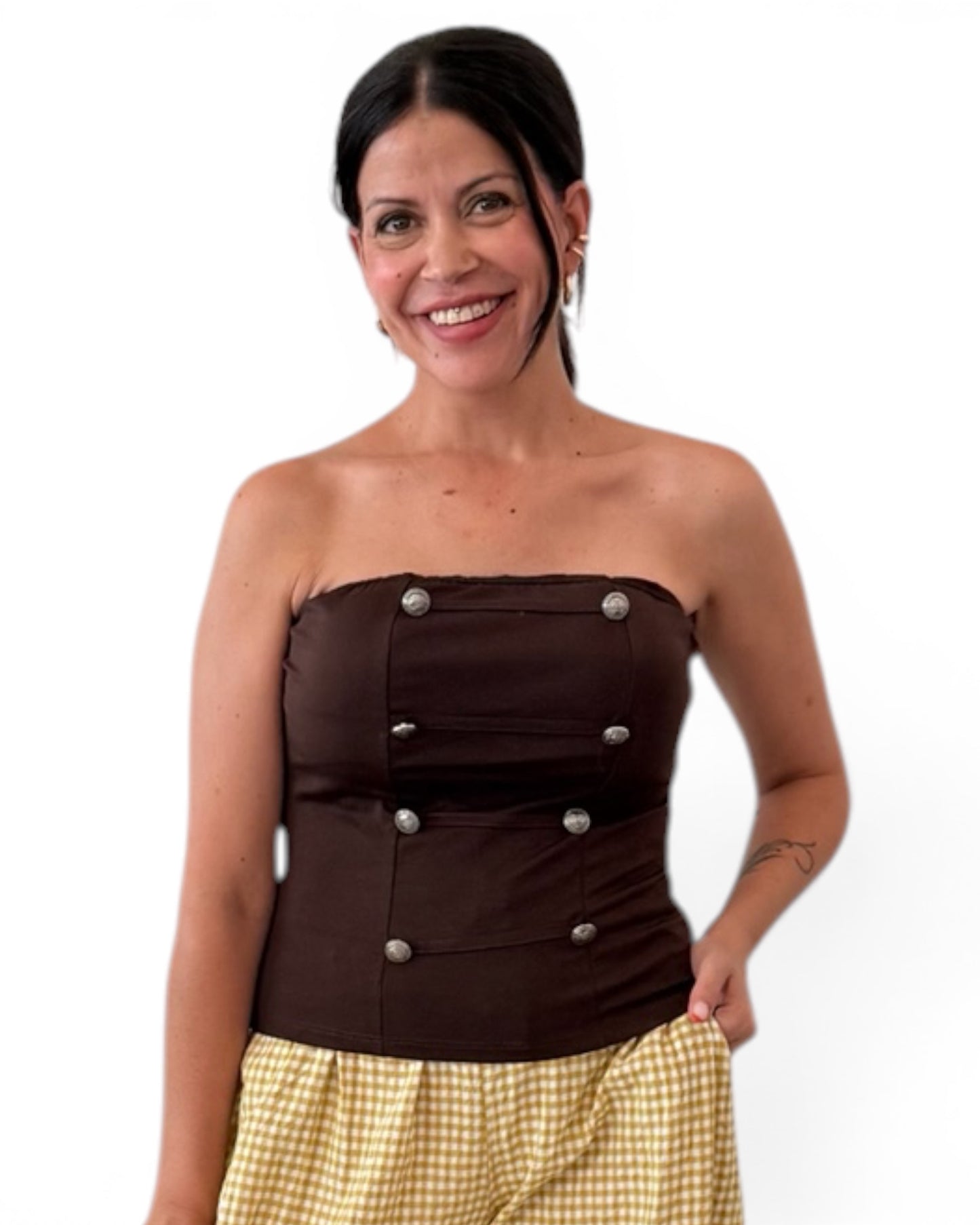 Top botones chocolate