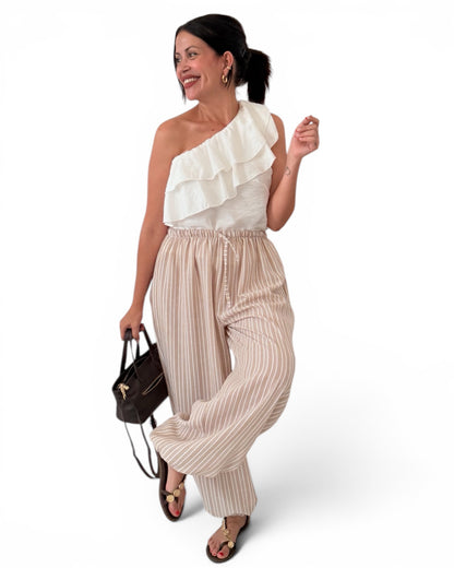 Top volantes desigual blanco