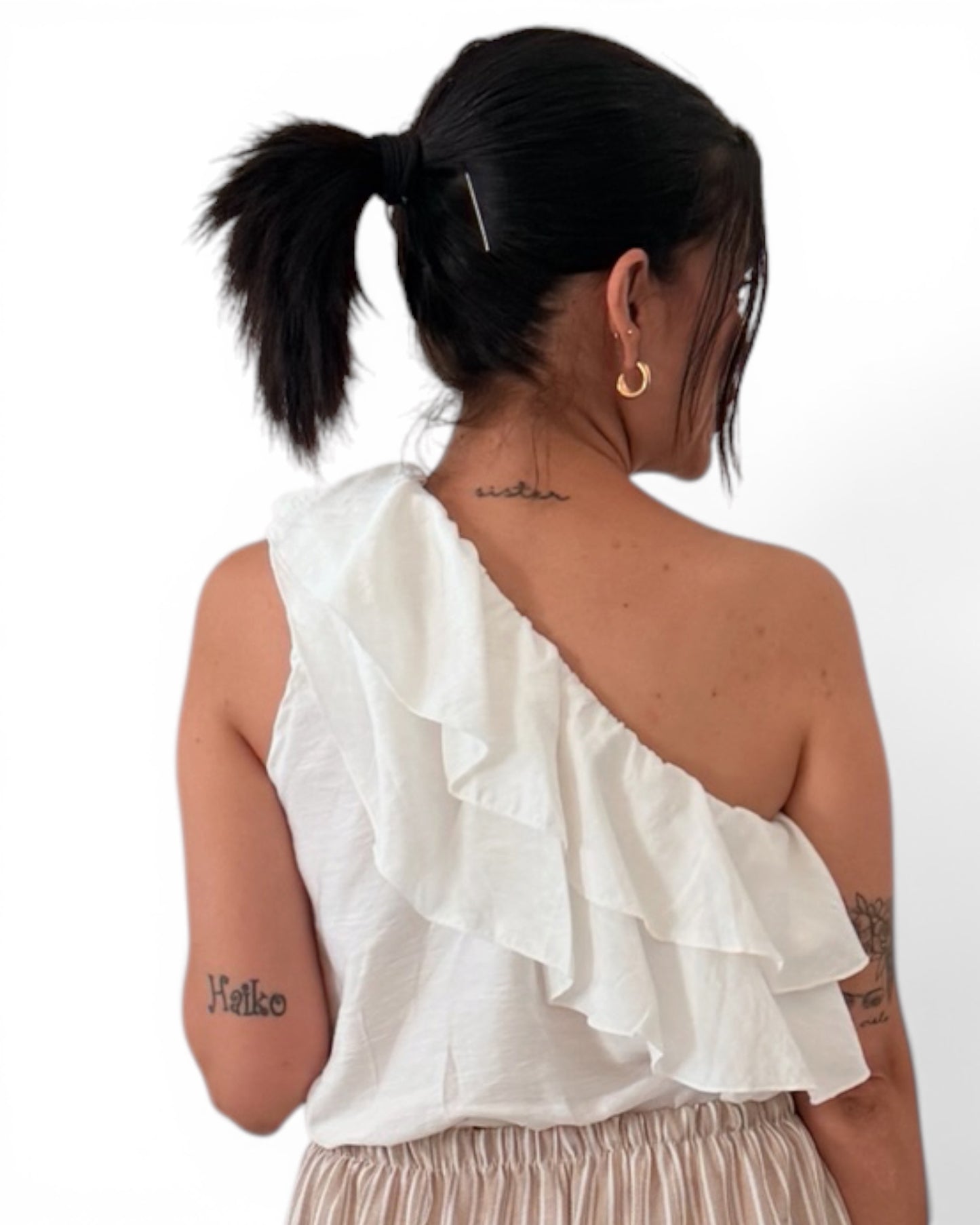 Top volantes desigual blanco