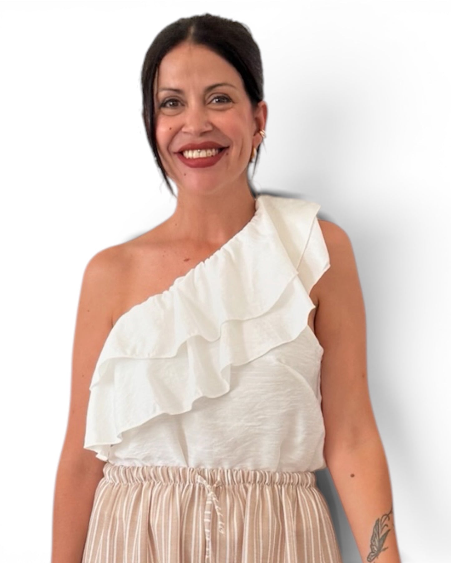 Pantalón aladin rayas beige