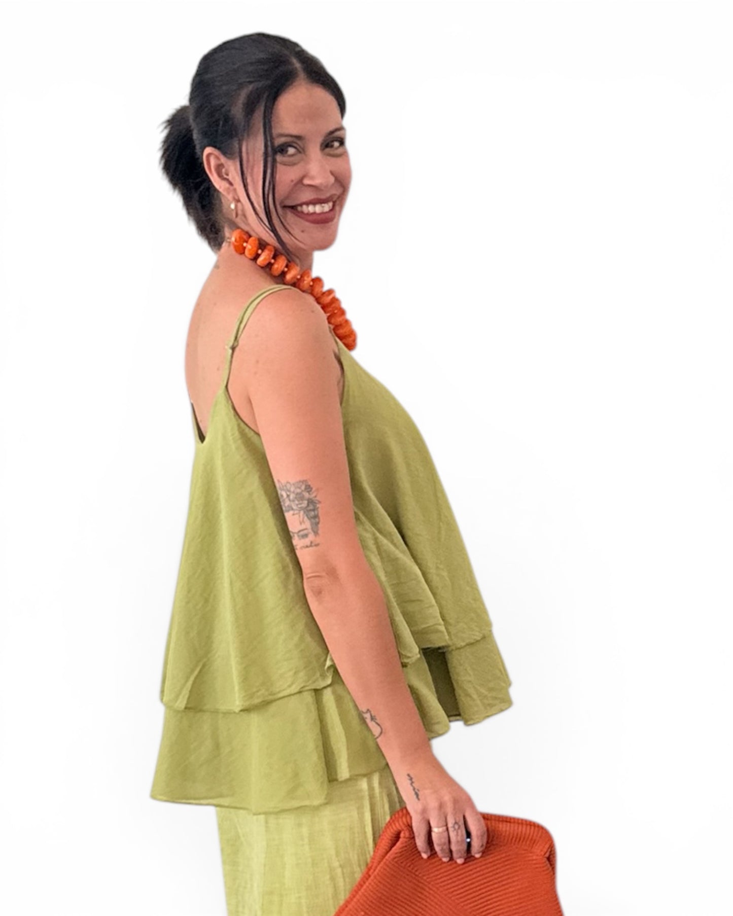 Camiseta volantes verde lima
