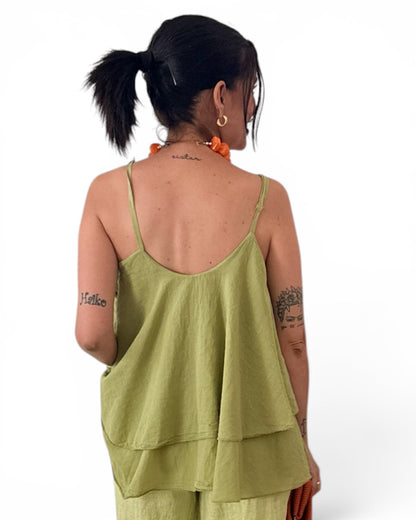 Camiseta volantes verde lima