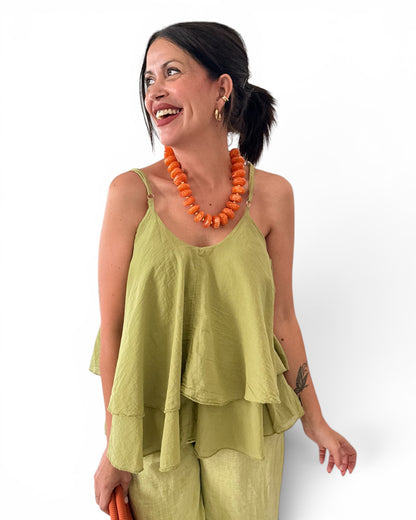 Camiseta volantes verde lima
