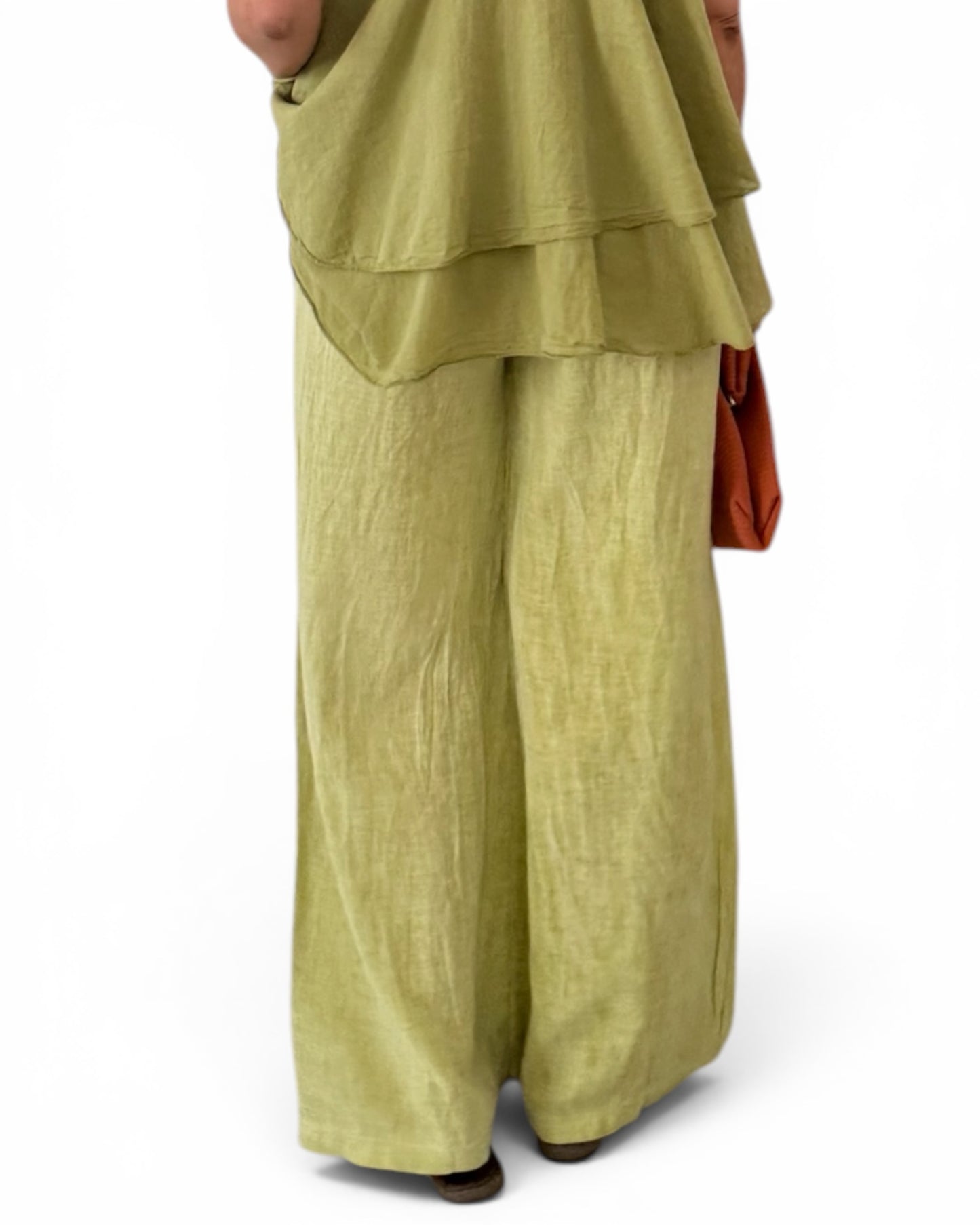 Pantalón Jaspeado lino/algodón verde
