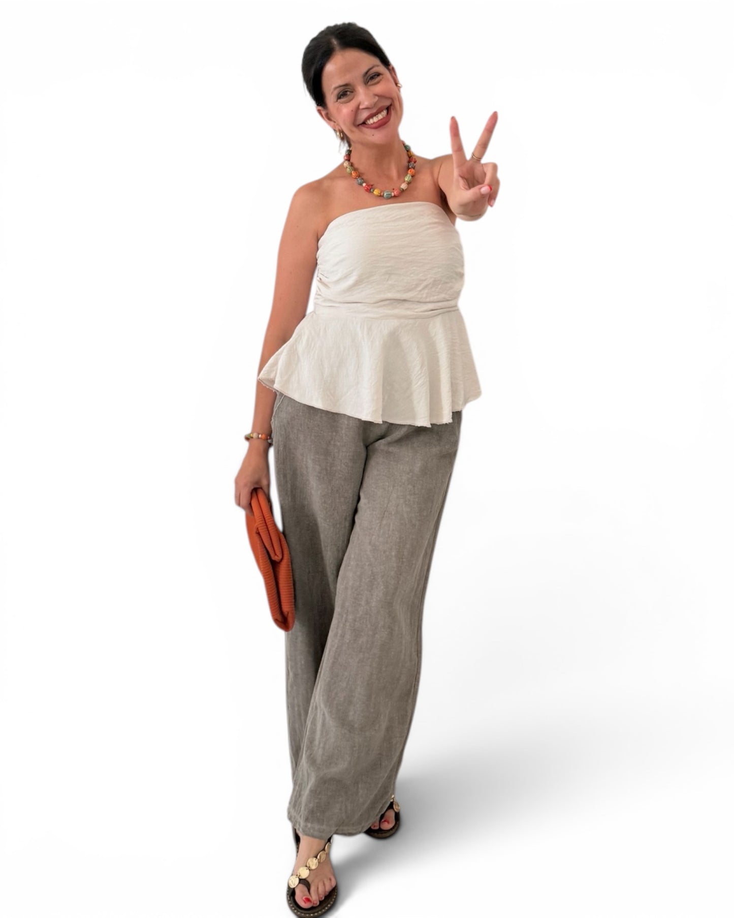 Top palabra de honor beige