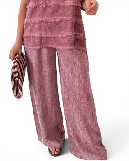 Pantalón Jaspeado lino/algodón lila