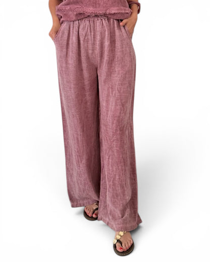 Pantalón Jaspeado lino/algodón lila