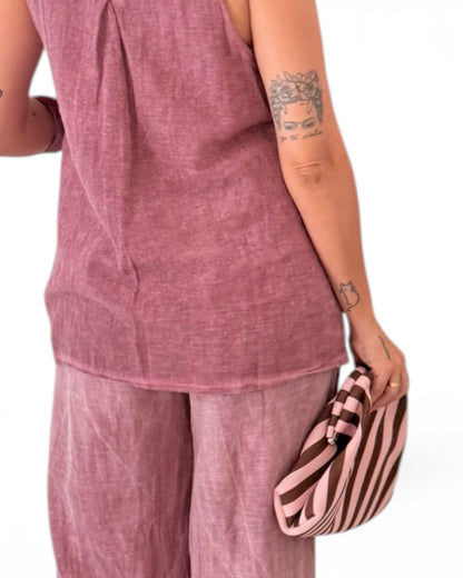 Pantalón Jaspeado lino/algodón lila