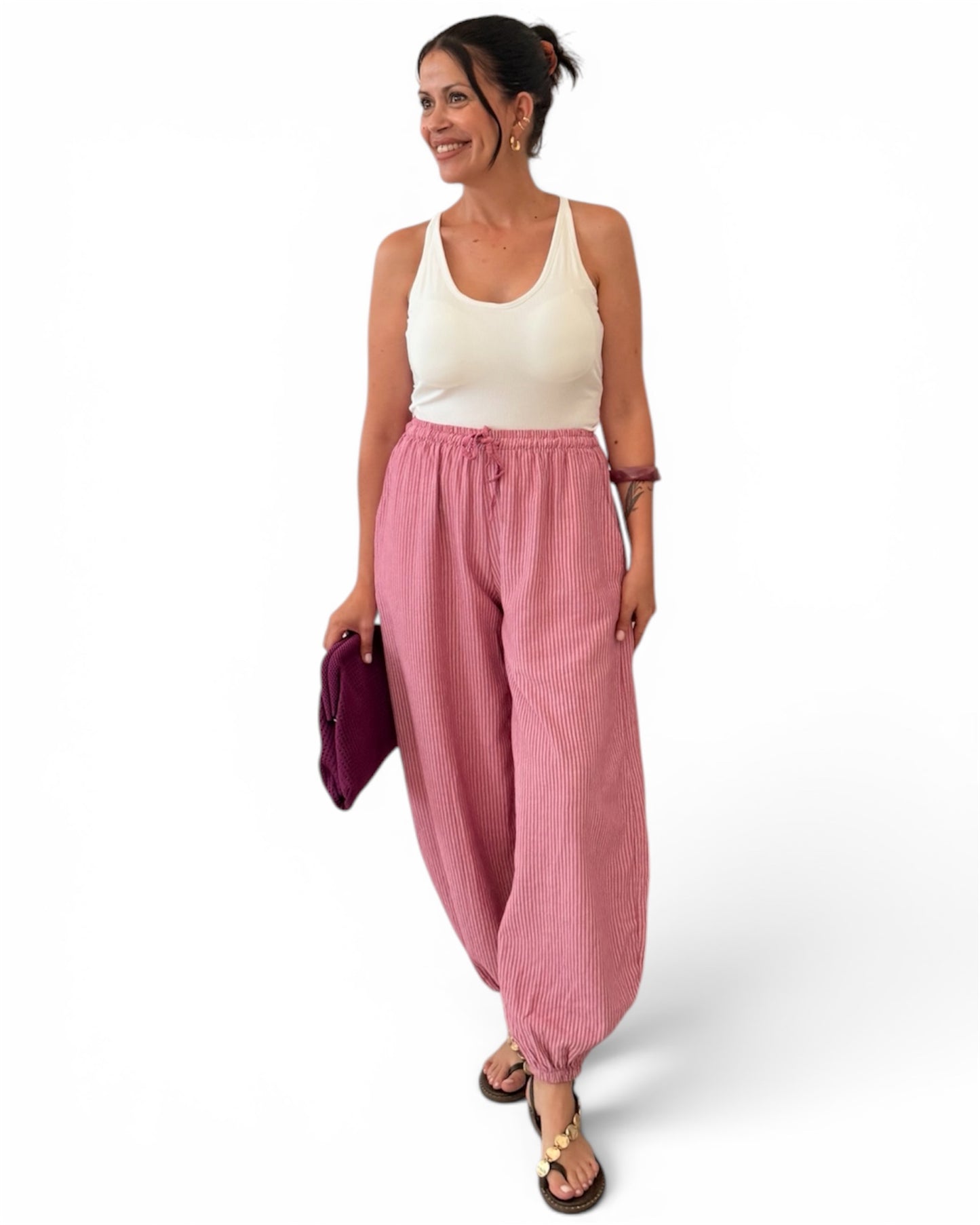 Pantalón Aladin rayas rosita