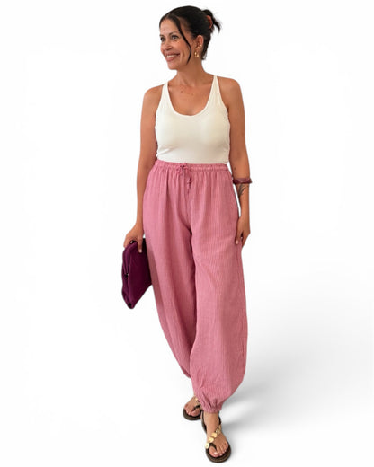 Pantalón Aladin rayas rosita