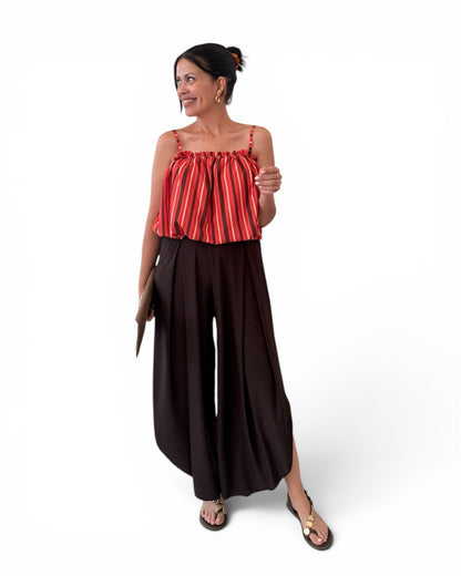 Pantalón licra fría desigual choco
