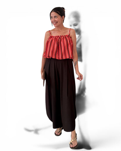 Pantalón licra fría desigual choco