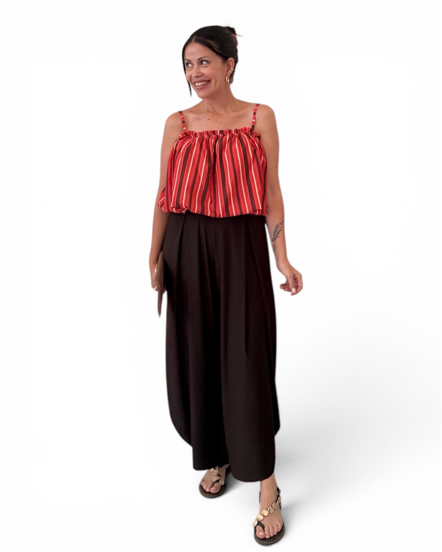 Pantalón licra fría desigual choco