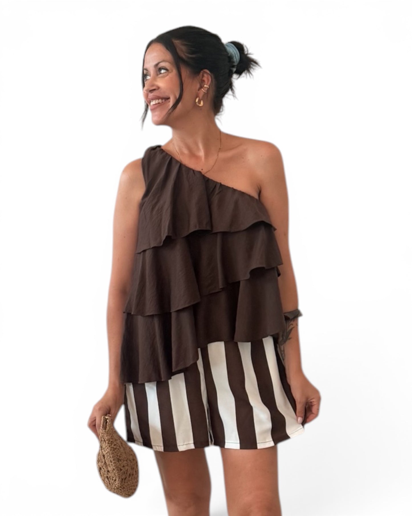 Short rayas choco y blanco
