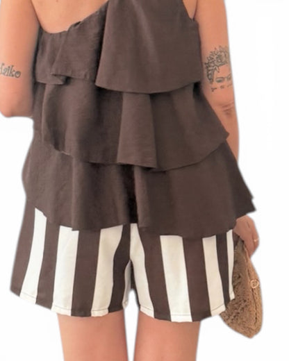 Short rayas choco y blanco