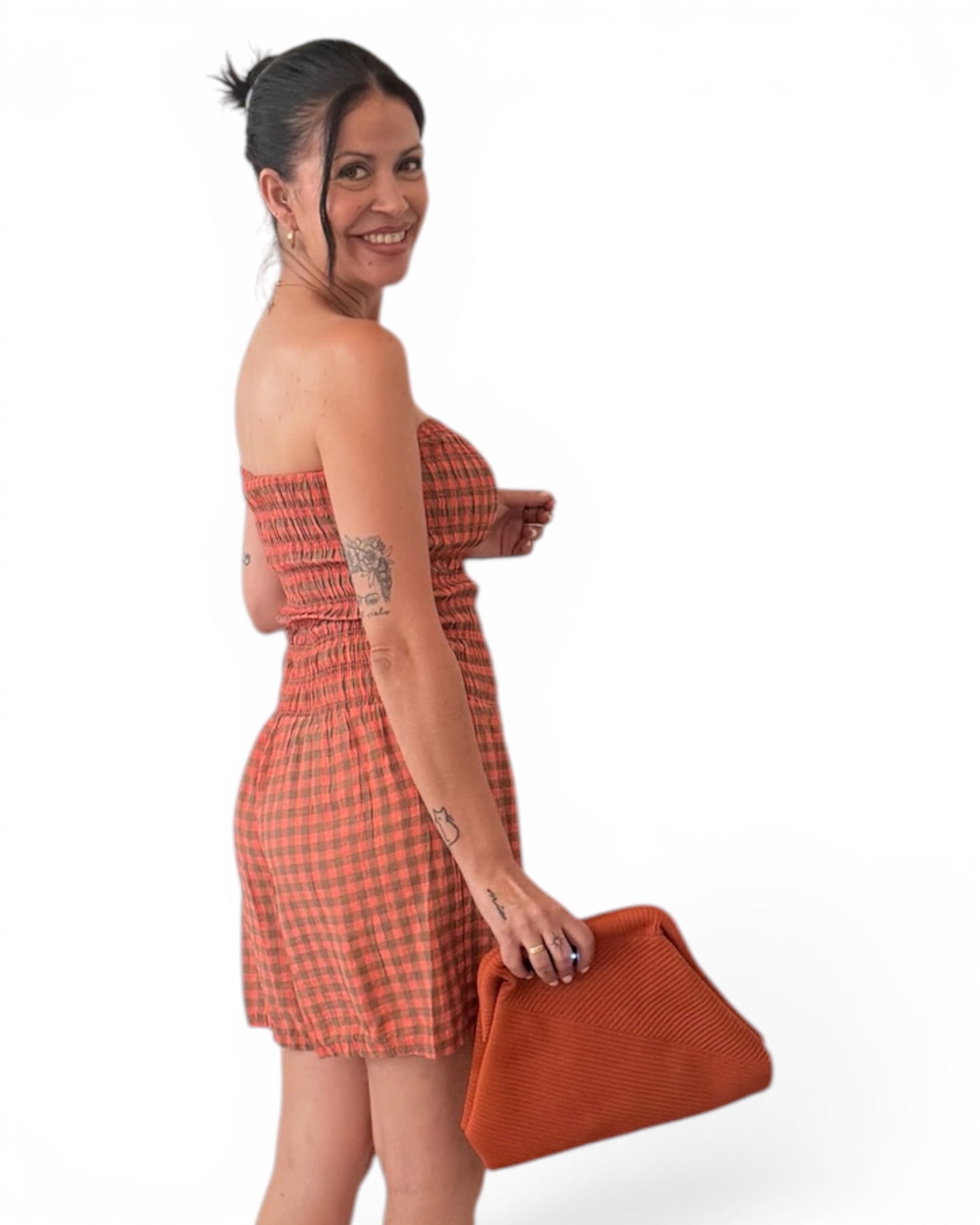 Mono vichy naranja -khaki