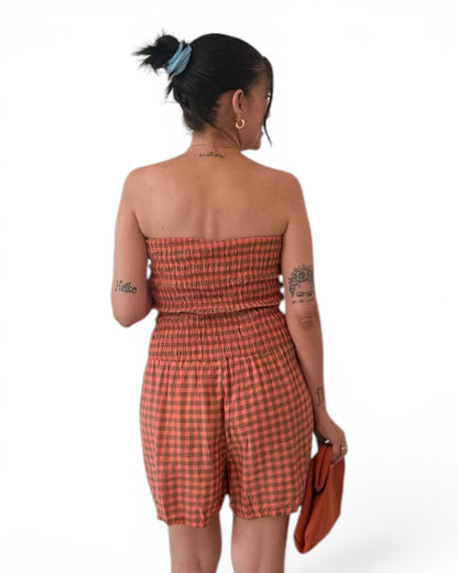 Mono vichy naranja -khaki