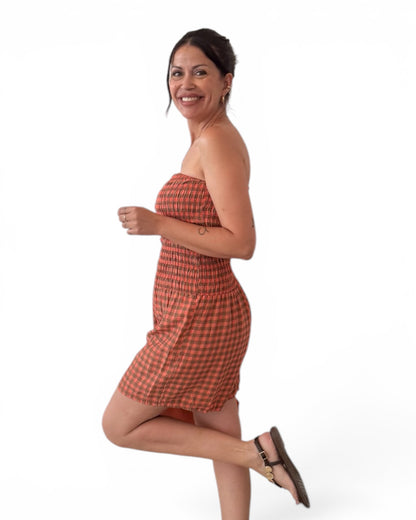 Mono vichy naranja -khaki