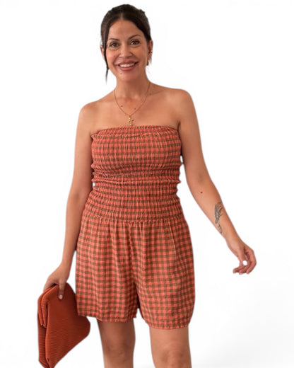 Mono vichy naranja -khaki