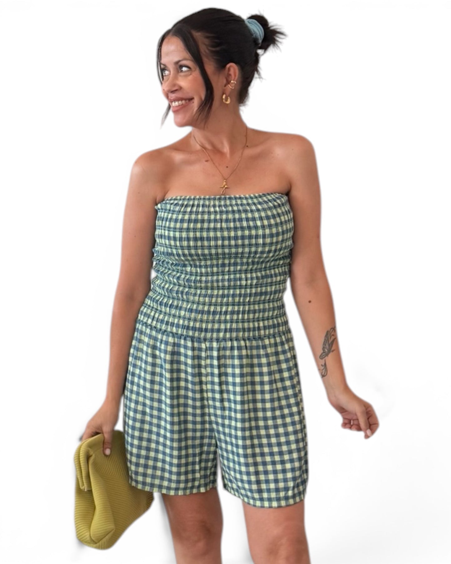Mono vichy azul-verde