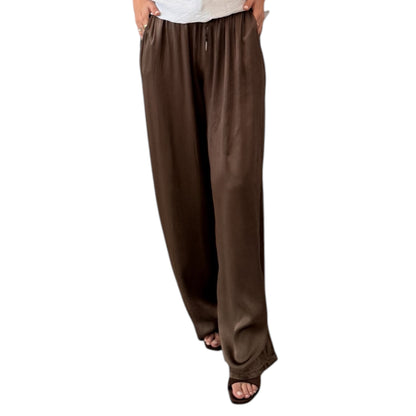 Pantalón fluido chocolate satinado