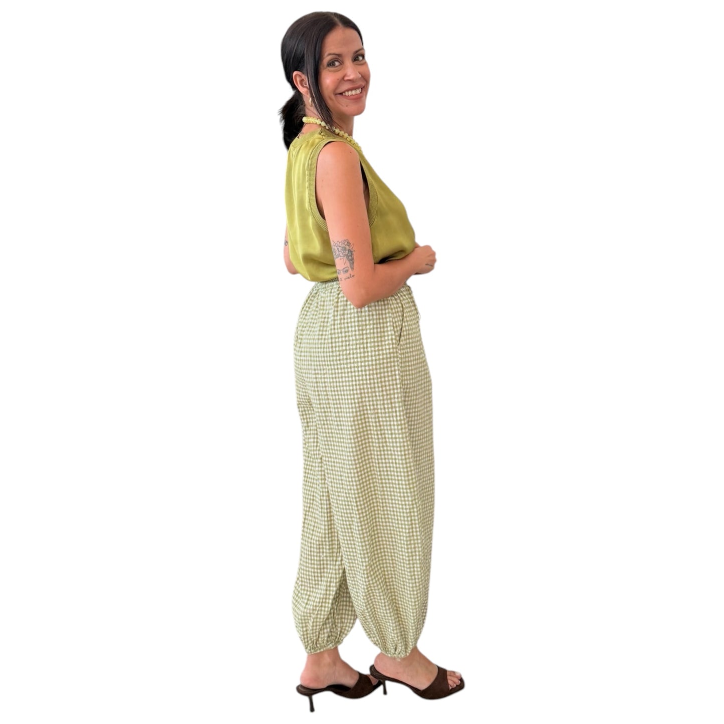 Blusa satinada verde