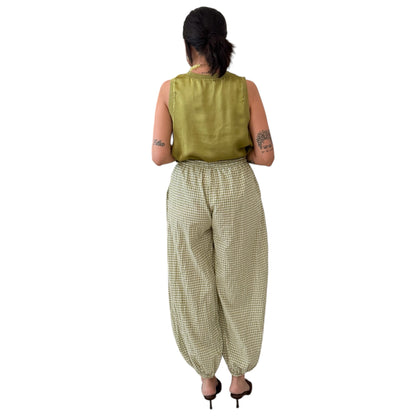 Blusa satinada verde
