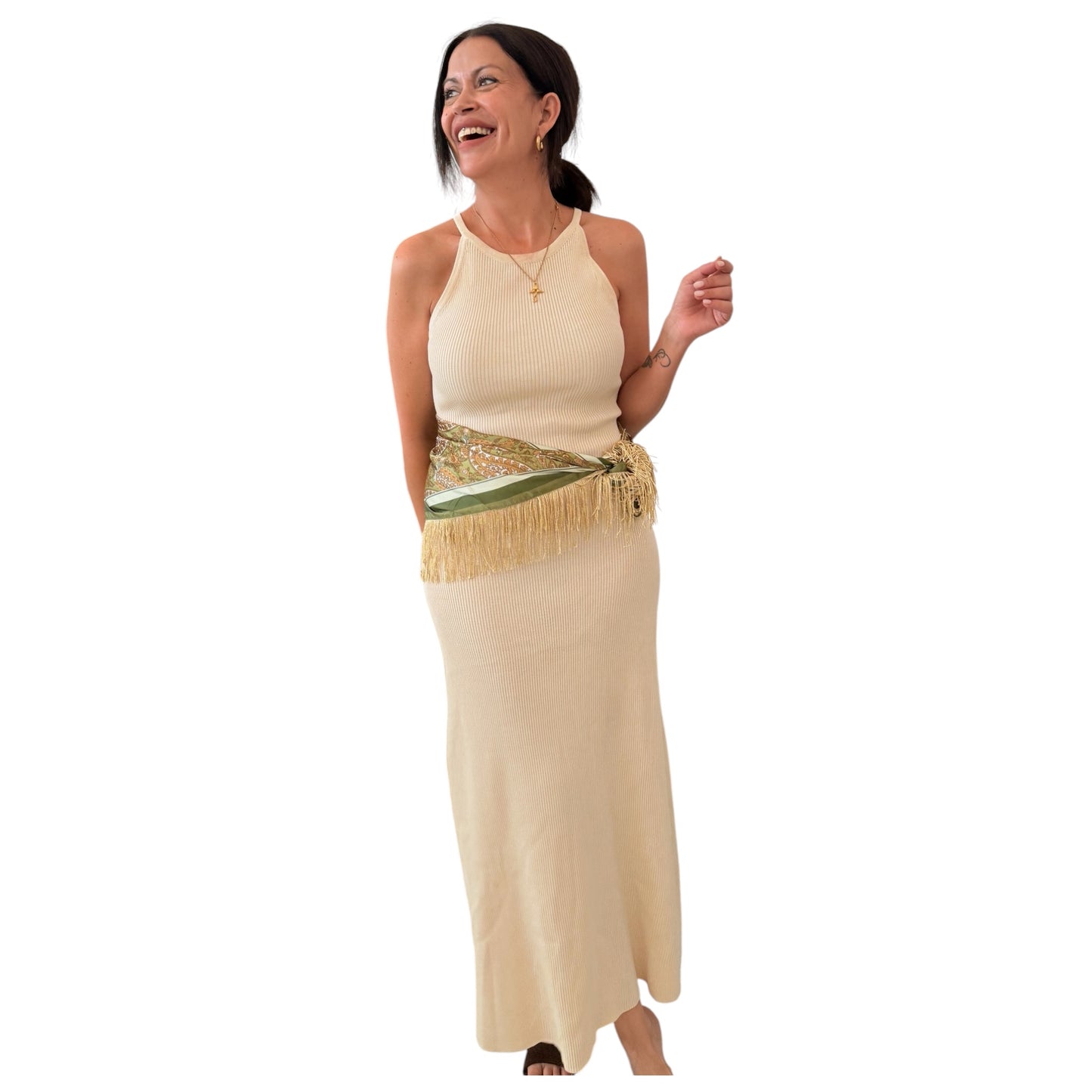 Vestido canalé beige